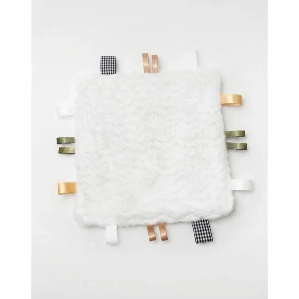 Handmade Sensory Tag Blanket - Farmhouse Chicken & Rooster Print Lovey